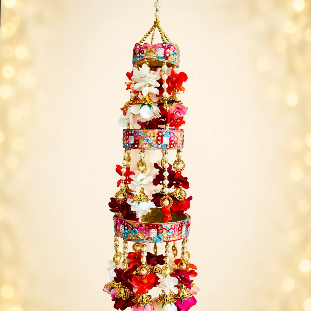 Decorative Festive Multicolour Floral Jhoomar