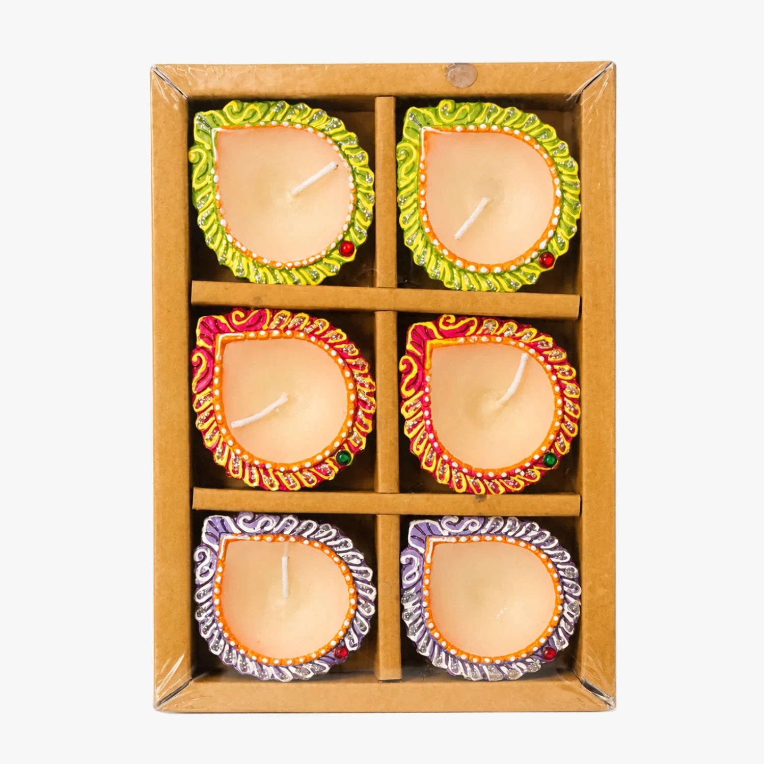 Decorative Multi-Color Wax Diya Set of 6