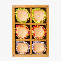 Decorative Multi-Color Wax Diya Set of 6