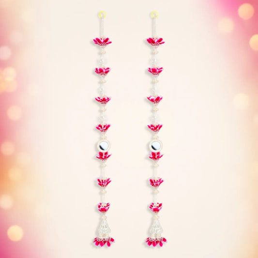 Decorative White & Pink Mirror Hanging Ladi