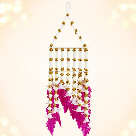 Decorative White & Pink Plastic Jhoomar 