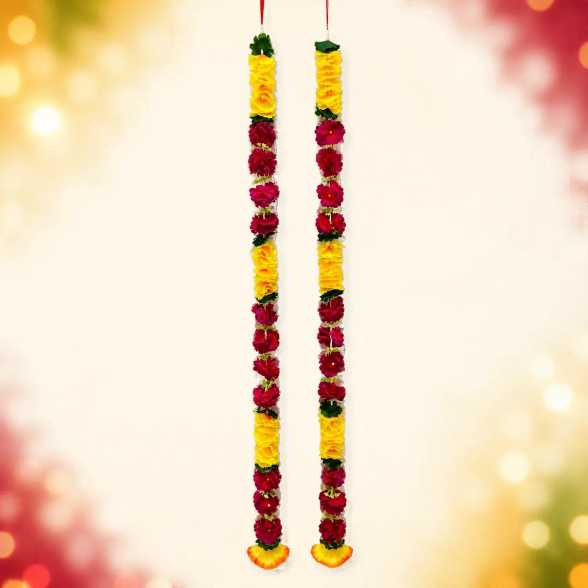 Decorative Yellow Maroon Big Flower Hanging Ladi