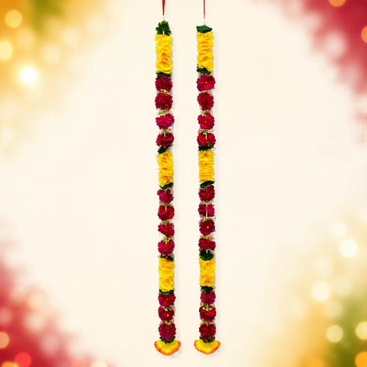 Decorative Yellow Maroon Big Flower Hanging Ladi