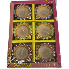 Fancy Diwali Diya 6pcs (With Wax)