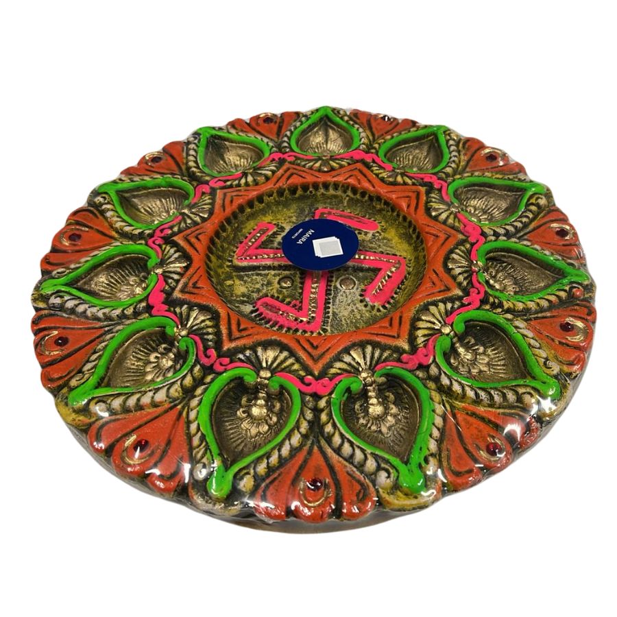 Diwali Diya Plate - 11 Diyas (Without Wax)