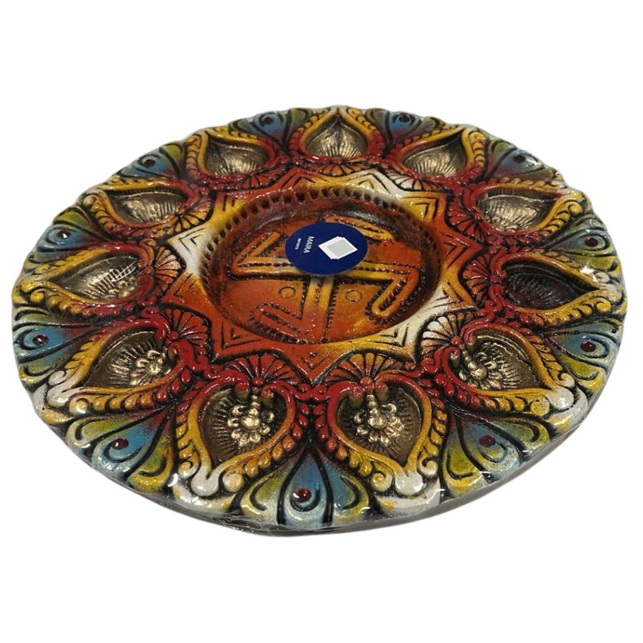 Diwali Diya Plate - 11 Diyas (Without Wax)