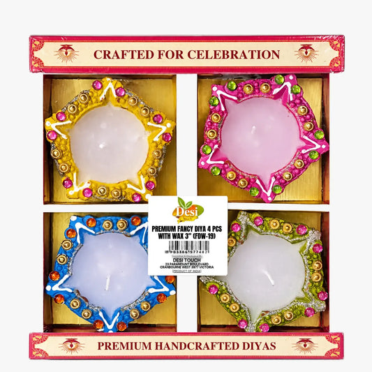 Diwali Diya Wax 4pcs Premium (FDW-19) - Desi Touch