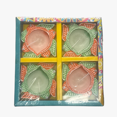 Diwali Fancy Diya with Wax 4Pc(color and design may vary)
