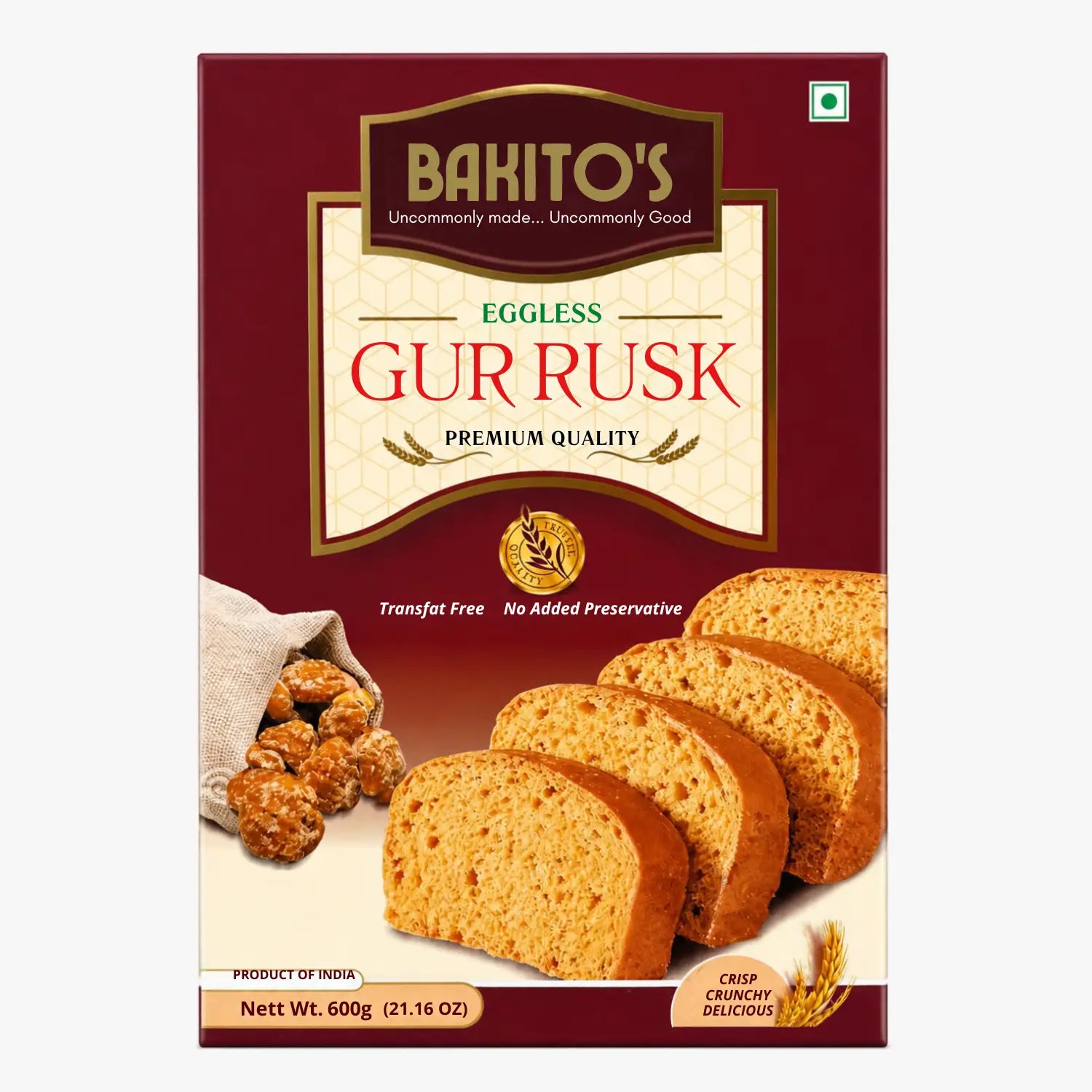 Eggless Gur Rusk 600g - Bakito's