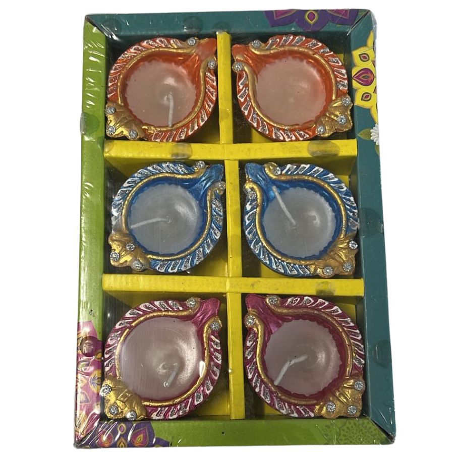 Fancy Diwali Diya 6pcs (With Wax)