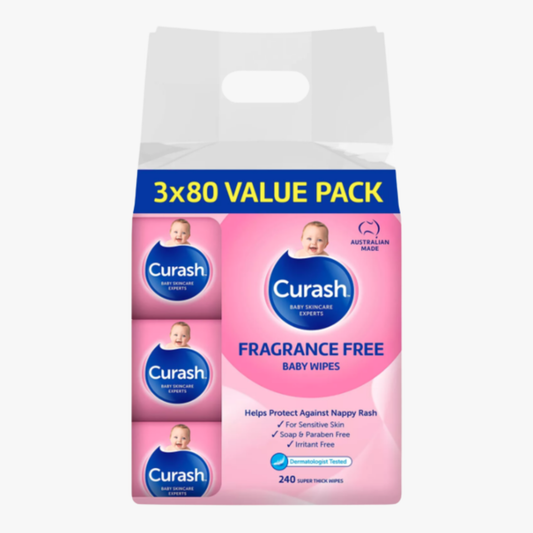 Fragrance Free Sensitive Skin Baby Wipes 240 Wipes - Curash