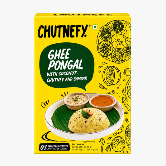 Ghee Pongal With Coconut Chutney & Sambar 95g - Chutnefy