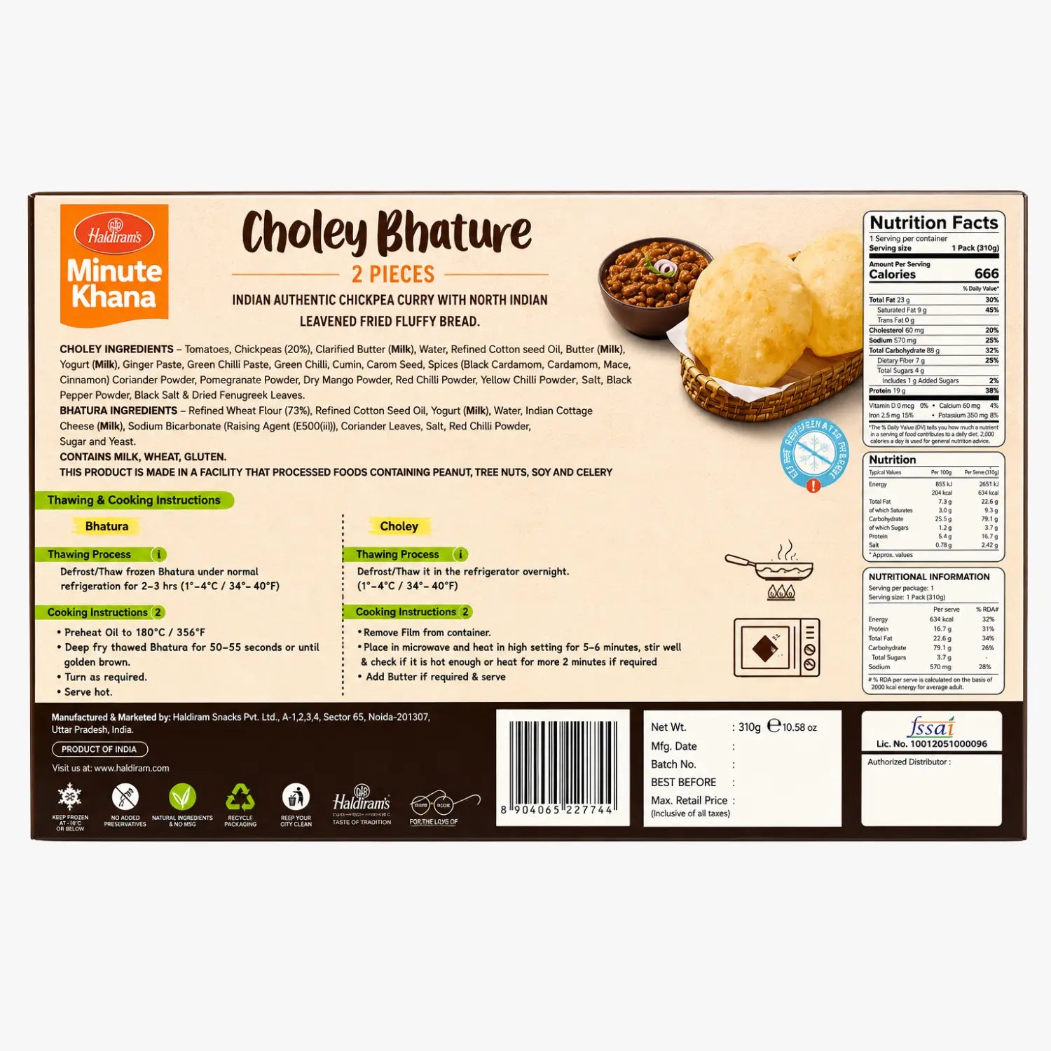 Haldiram's Choley Bhature 2 Pieces 310g
