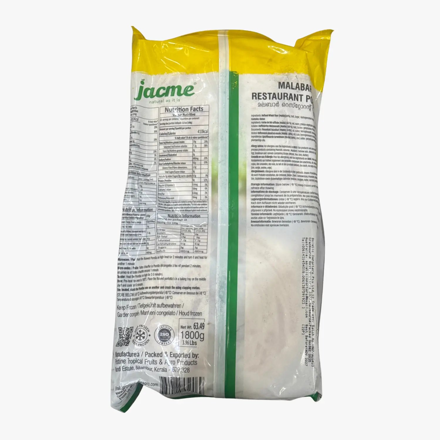 Jacme Restaurant Porotta Com Pack 1.8kg 