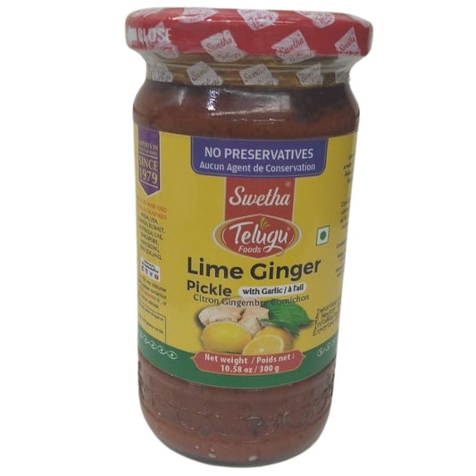 Lime Ginger Pickle (With Garlic) 300g - Telugu Foods