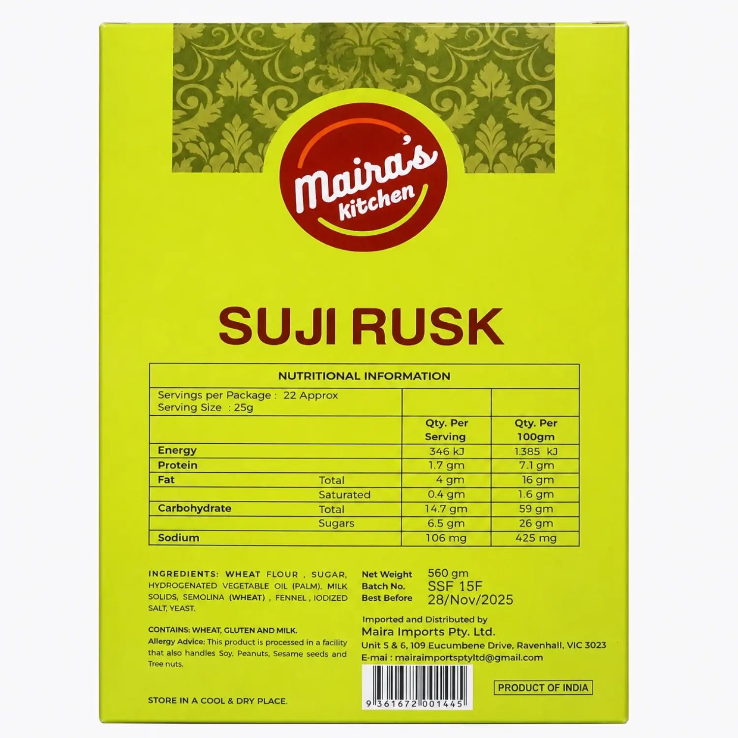 Maira's Kitchen Suji Rusk 560g 