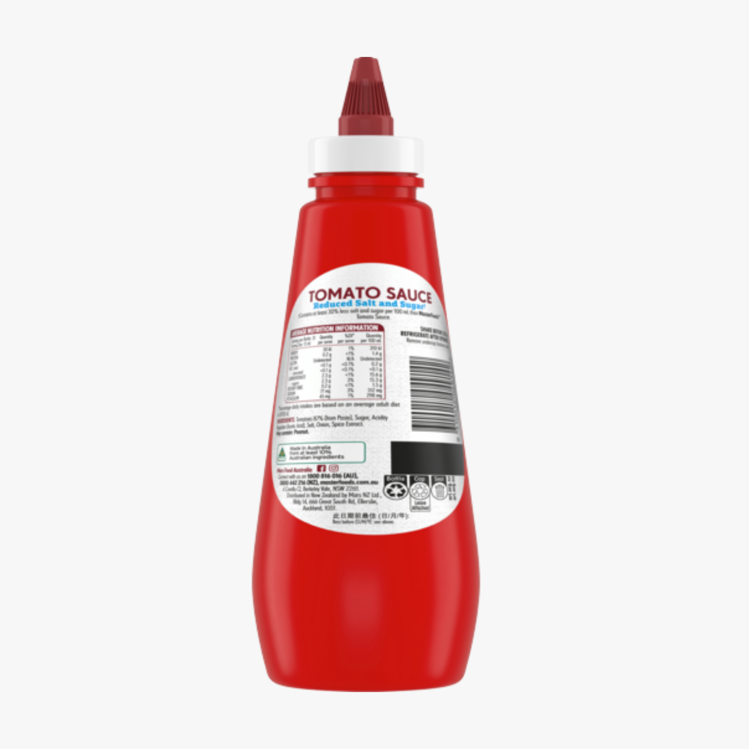 MasterFoods Squeezy Sauce Tomato Reduced Salt & Sugar 475ml