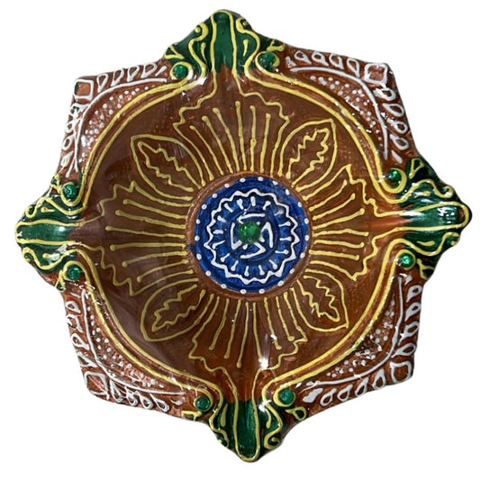 Multi Color 4 Corner Big Decorated Diya