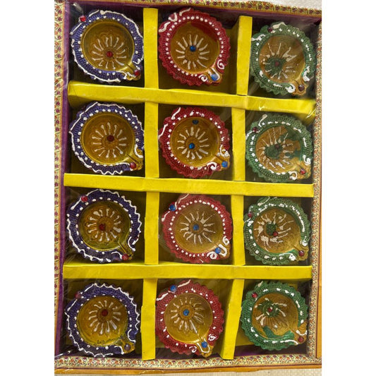 Multicolored Diya (Pack of 12) Design#1