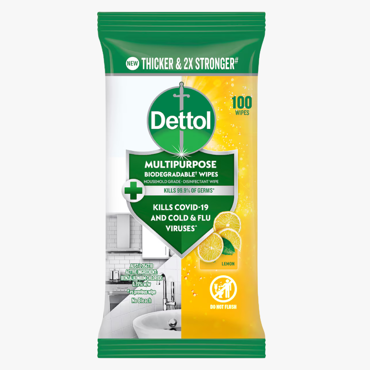 Multipurpose Cleaning Wipes Lemon Burst 100 Pack - Dettol