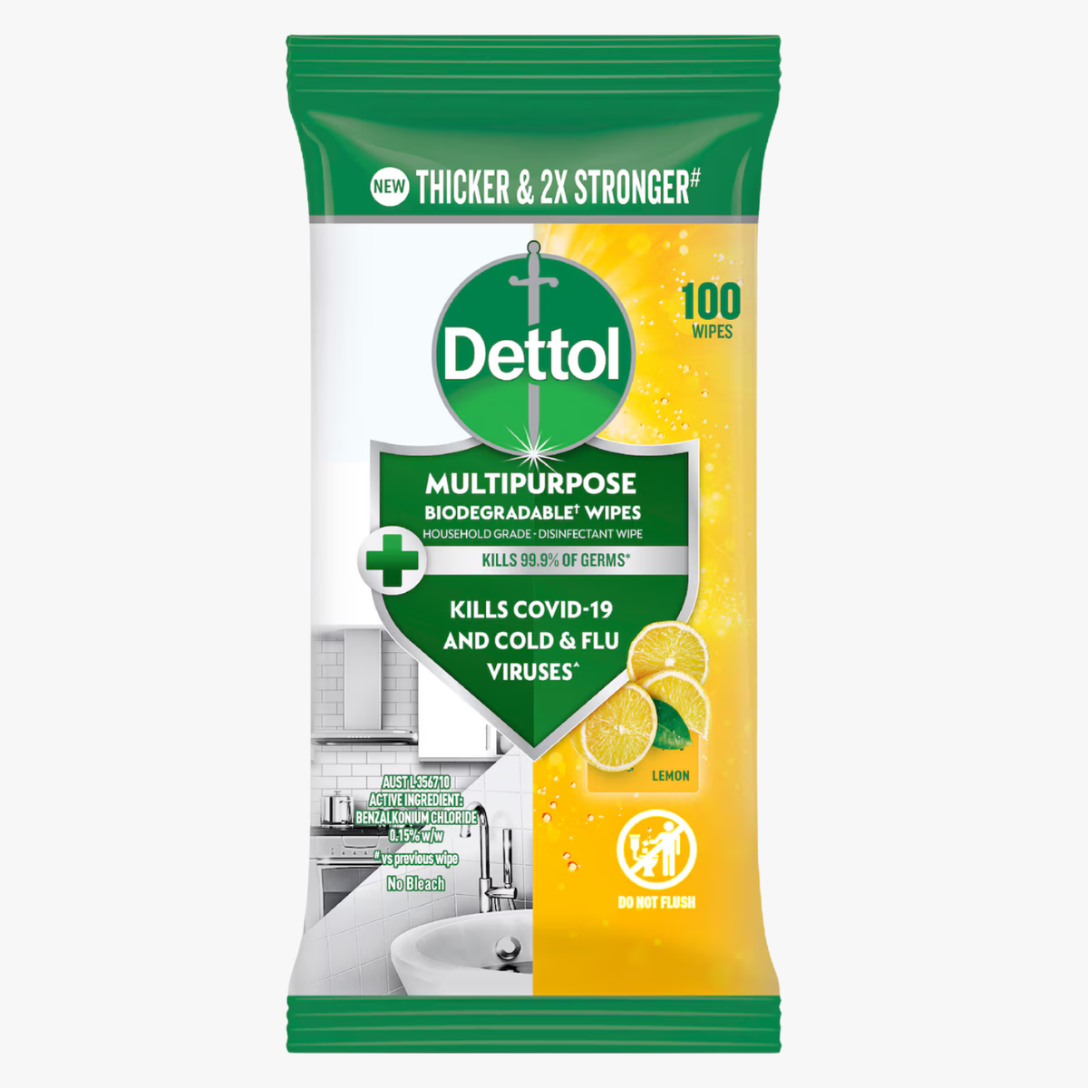 Multipurpose Cleaning Wipes Lemon Burst 100 Pack - Dettol
