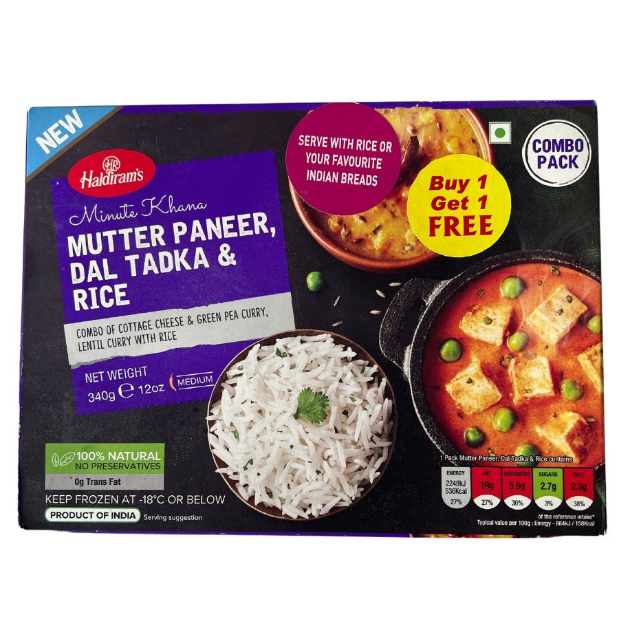 Mutter Panner,Dal Tadka & Rice 340g - Haldiram's