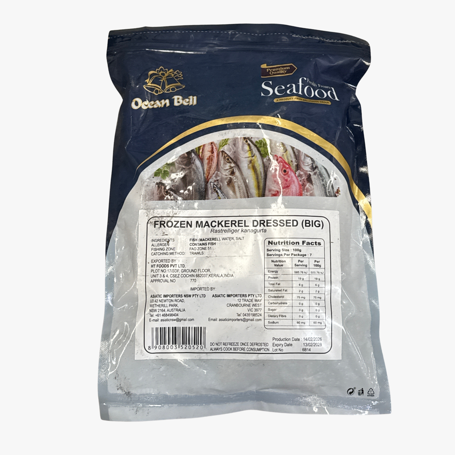 Ocean Bell Mackeral Big Dressed 700g 
