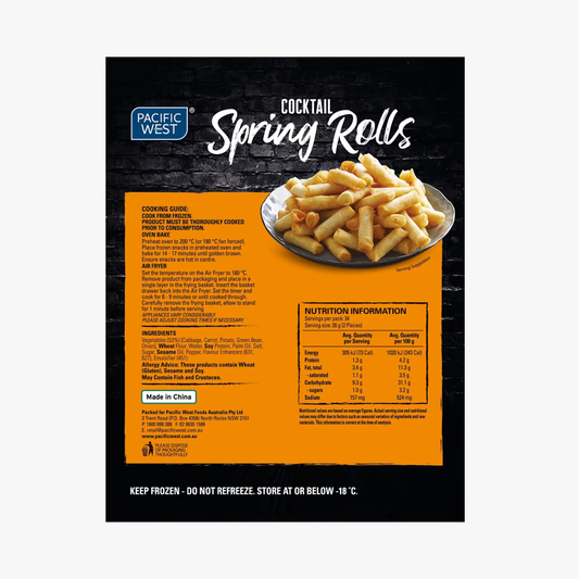 Pacific West Frozen Cocktail Spring Rolls 1kg 