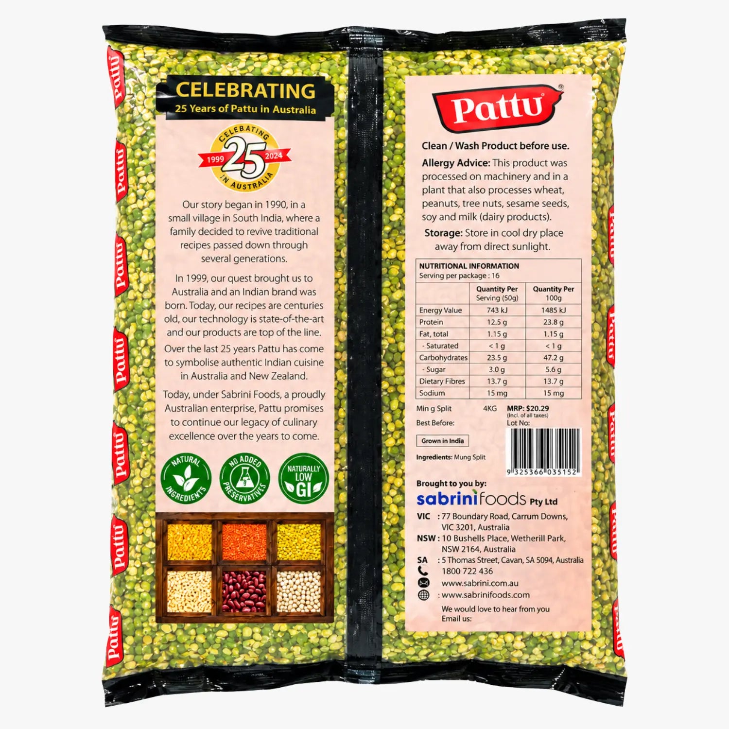 Pattu Moong Split (With Skin) 4kg