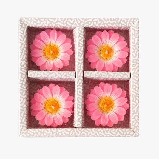 Premium Floral Shape Candles 4pcs - Aakar