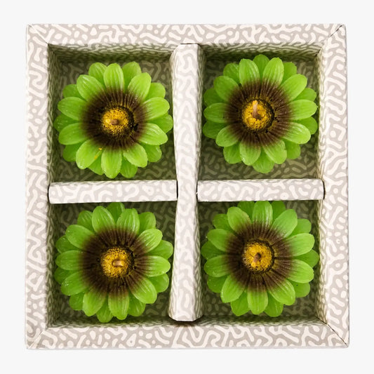 Premium Floral Shape Candles 4pcs Parrot Green - Aakar