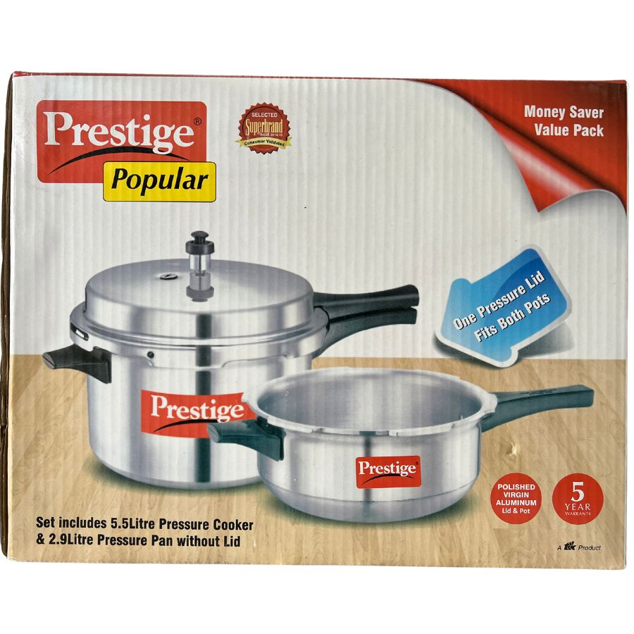 Prestige Combo Pack(pressure cooker 5.5lt+pressure pan 2.9lt)