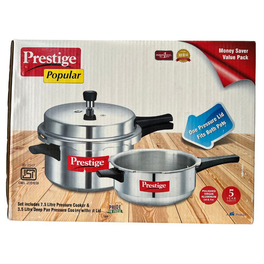 Prestige Combo Pack(pressure cooker 7.5lt+pressure pan 3.5lt)