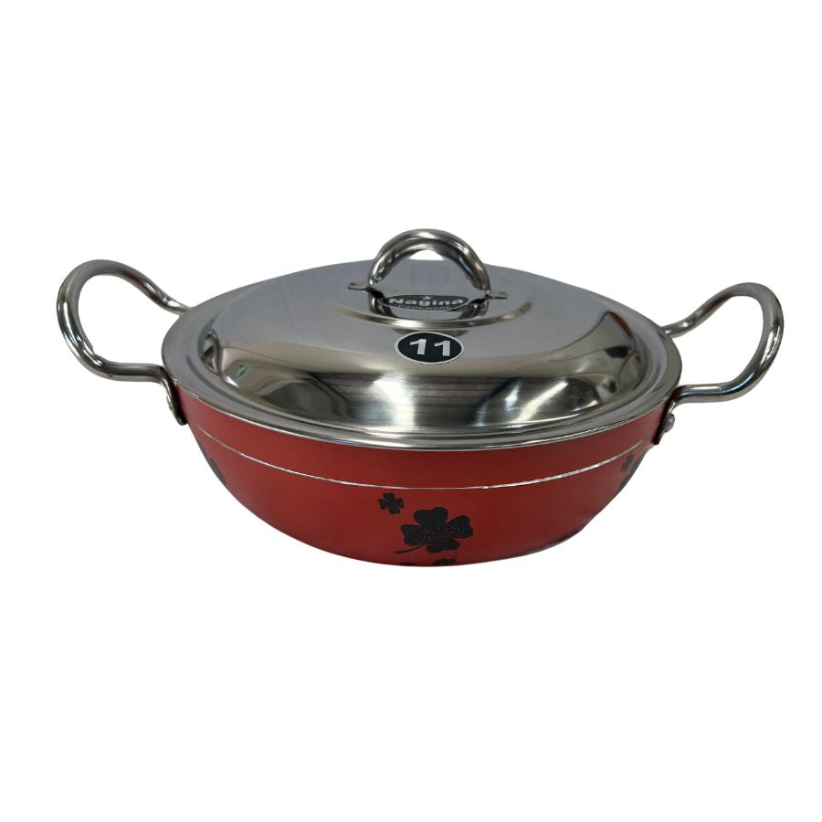 Red Aluminium kadai (With Lid) 21.5 cm