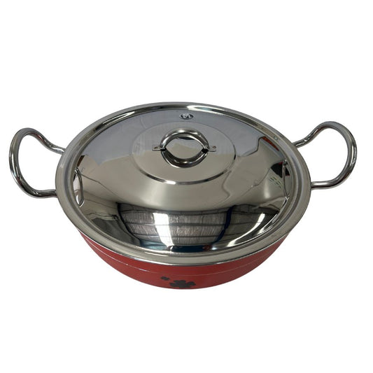 Red Aluminium kadai (With Lid) 27 cm (1)