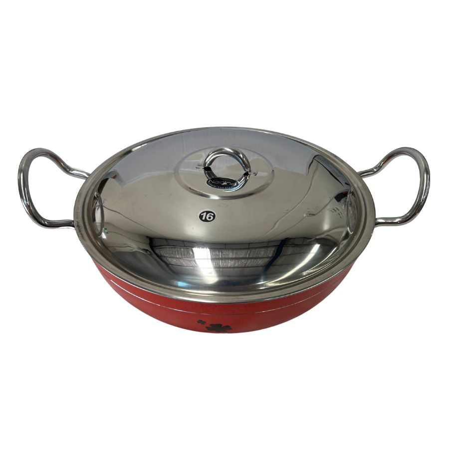 Red Aluminium kadai (With Lid) 32.5 cm