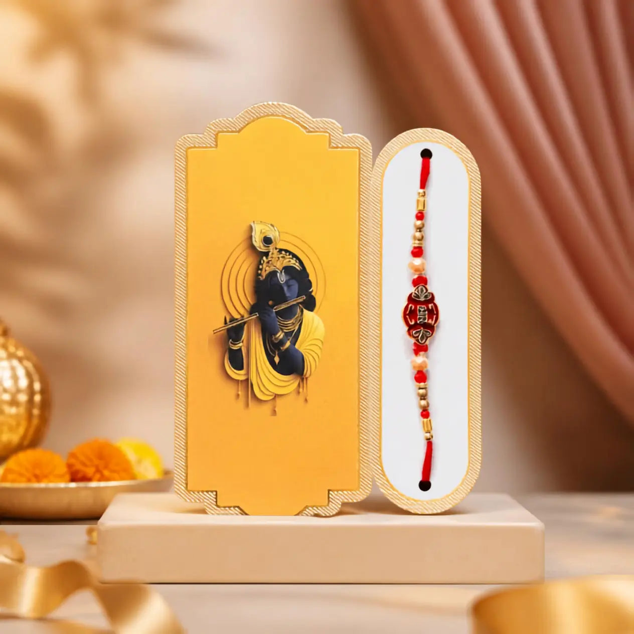 Red Bhai Stone Rakhi