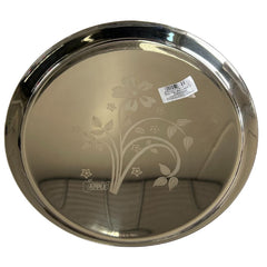 Round Floral Thali With Corner 12 inch (Steel)