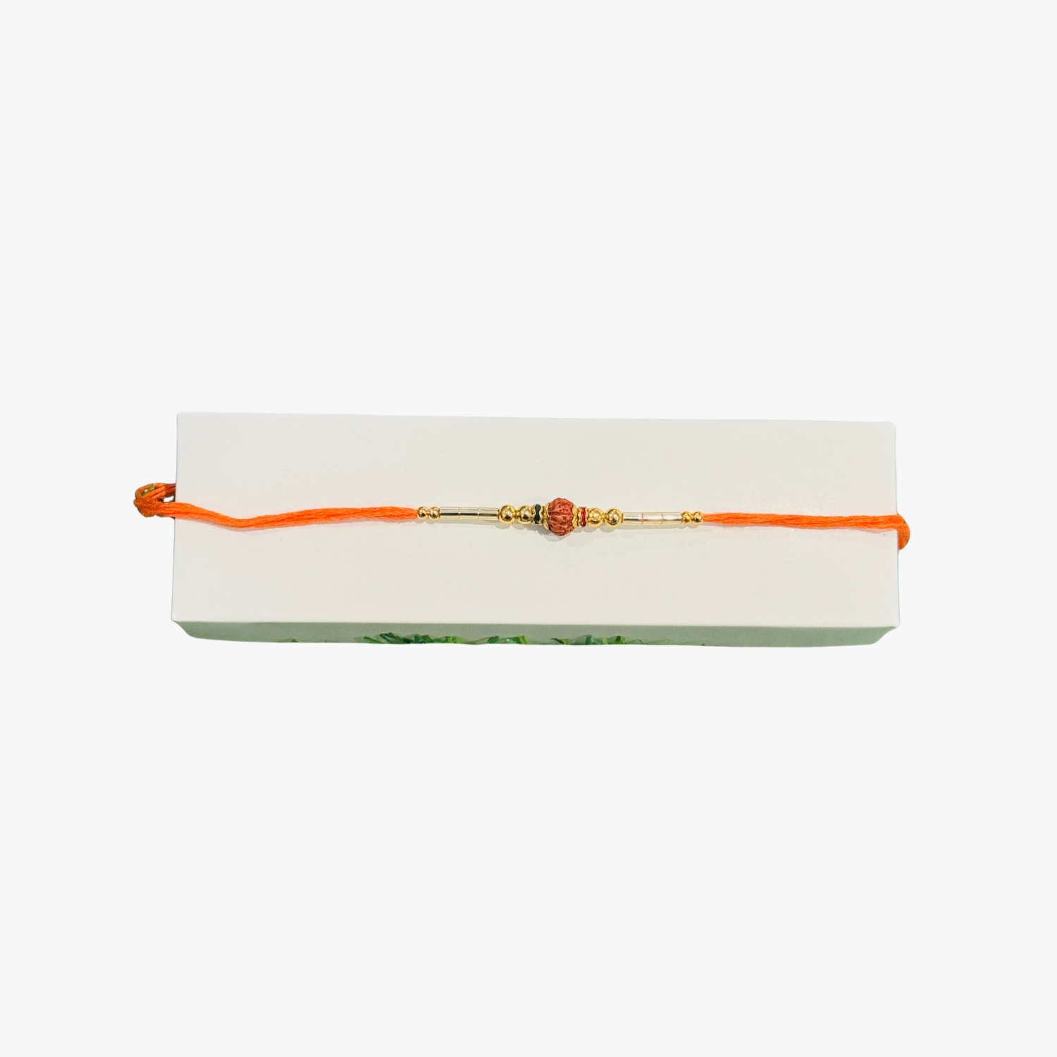 Rudraksha Golden Stone Rakhi Orange 1