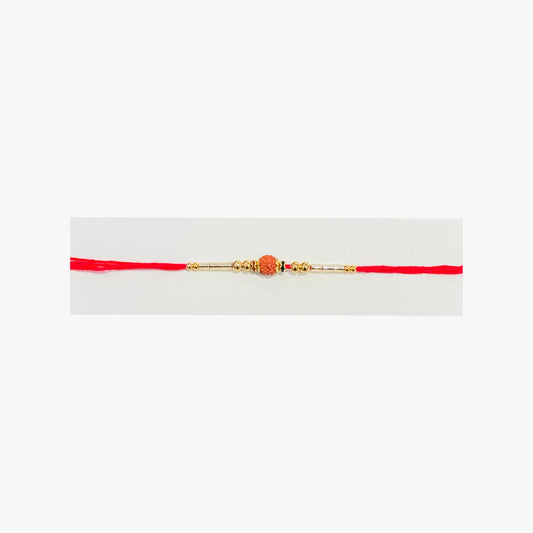 Rudraksha Golden Stone Rakhi Red 1