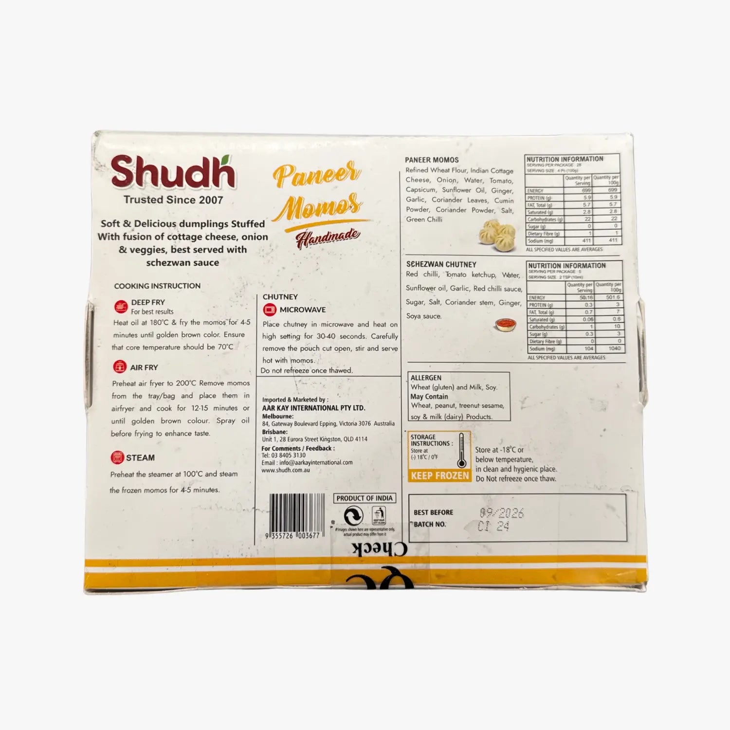 Shudh Frozen Paneer Momos 28pcs