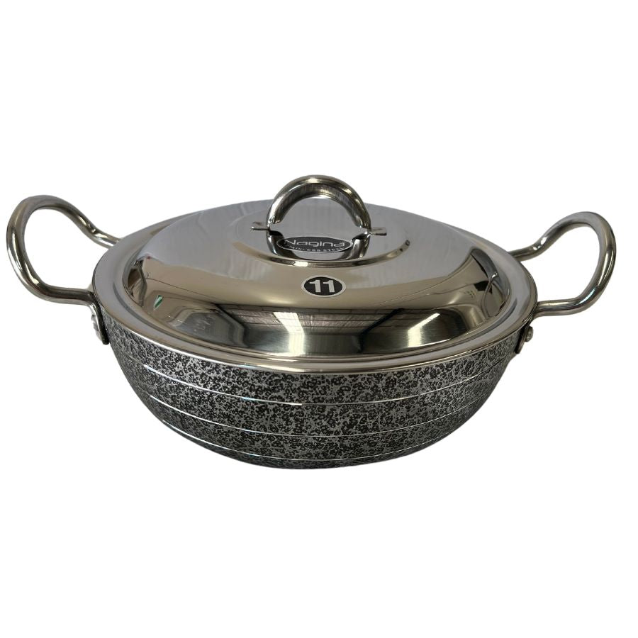 Silver Aluminium Kadai (With Lid) 21.5 cm