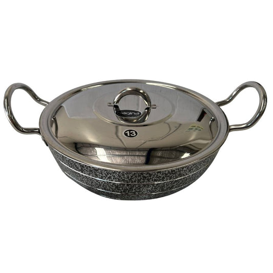 Silver Aluminium Kadai (With Lid) 25.5 cm