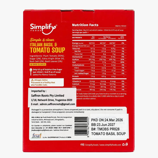 Simplify Foods Italian Basil & Tomato Soup 20g