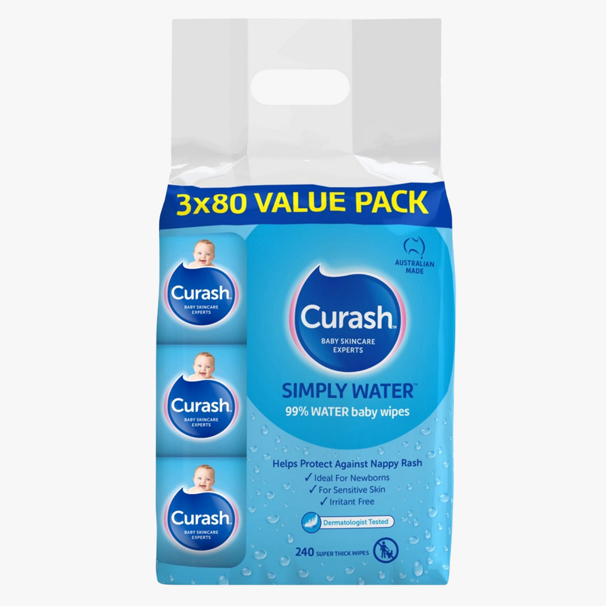 Simply Water Sensitive Skin Baby Wipes 240 Wipes - Curash
