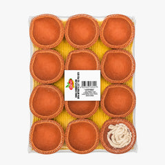 Single Corner Plain Diya 12pcs with Baati - Desi Touch