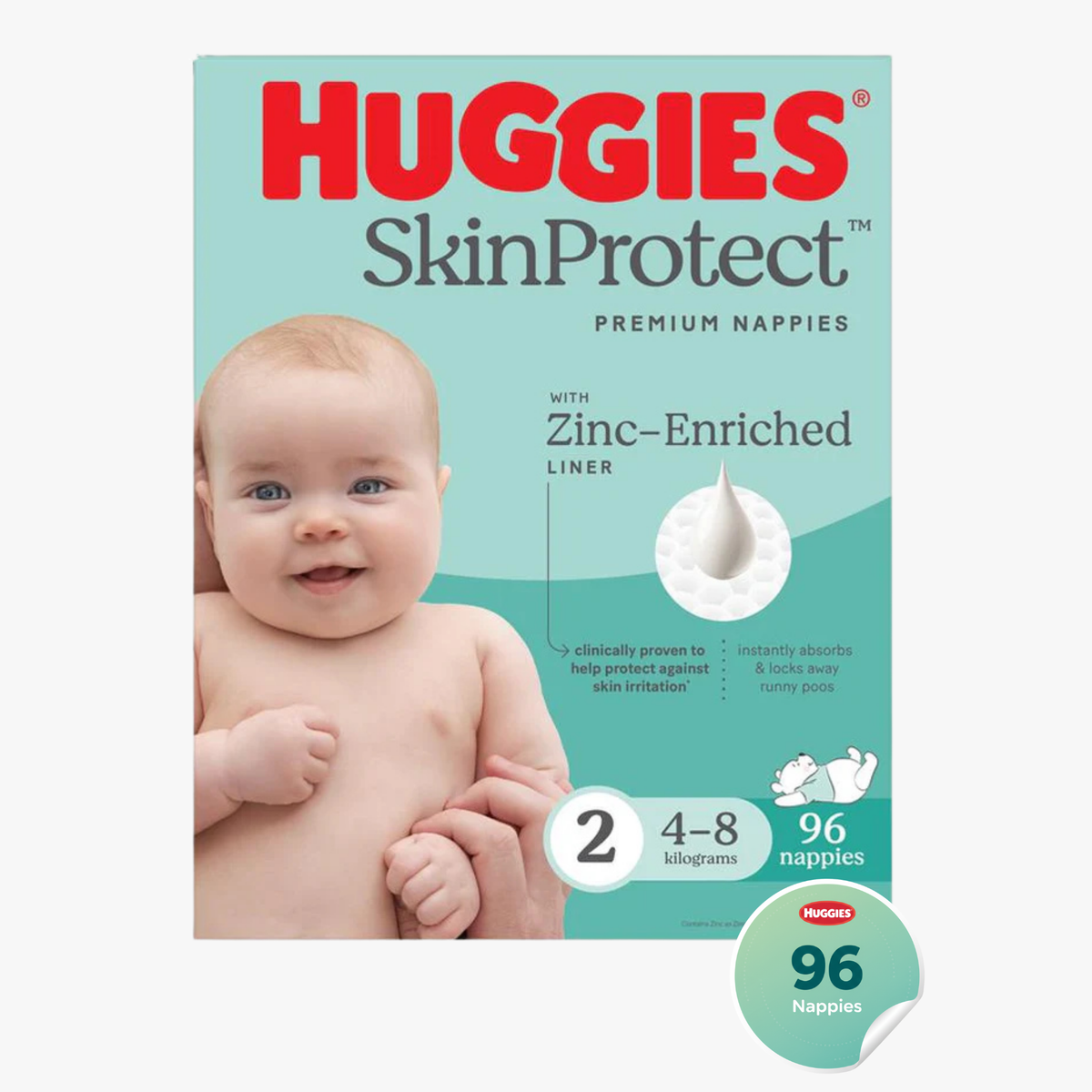 Skin Protect Newborn Nappies Size 2 96 Nappies - Huggies