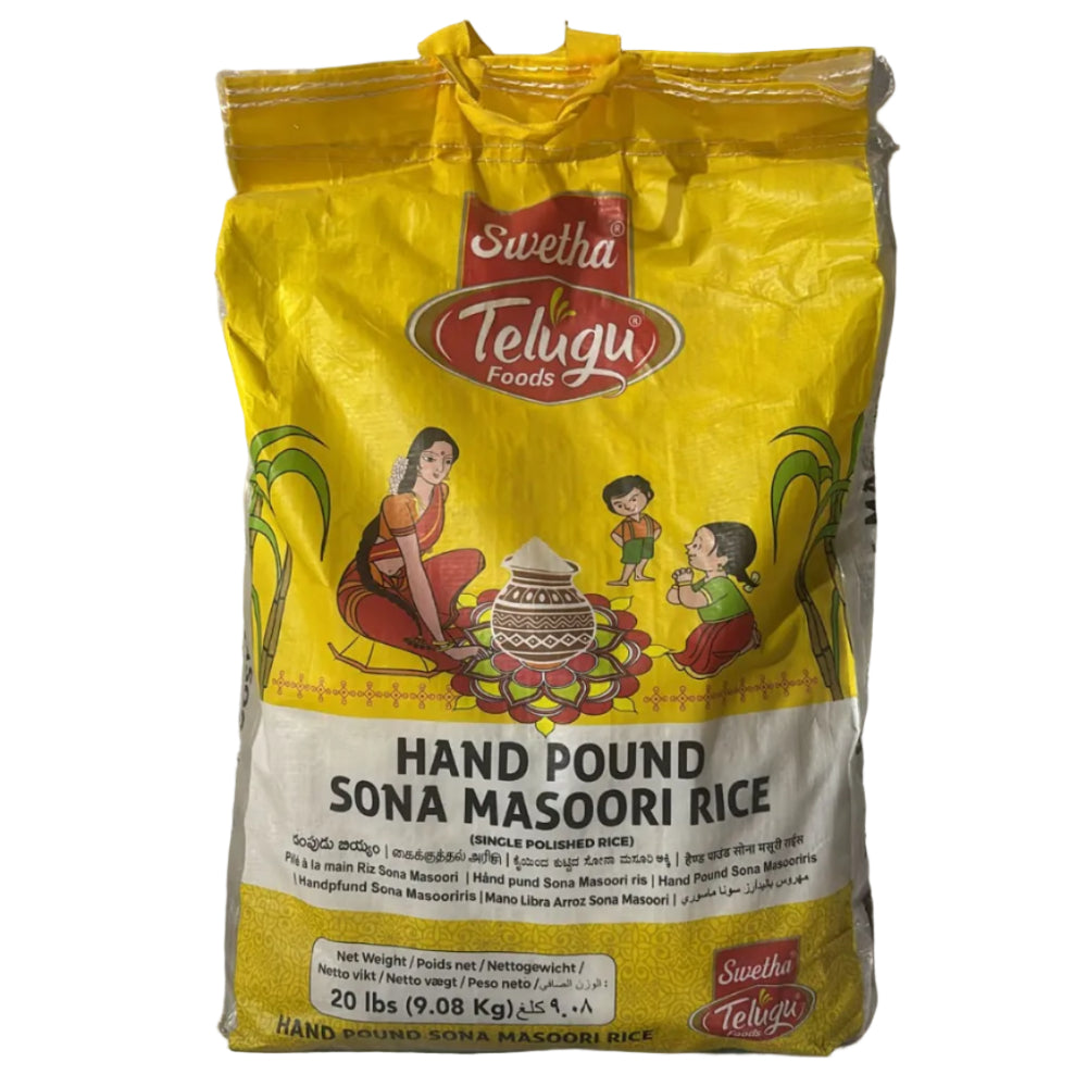 Sona Masoori Rice (Hand Pound) 9.08kg - Telugu Foods