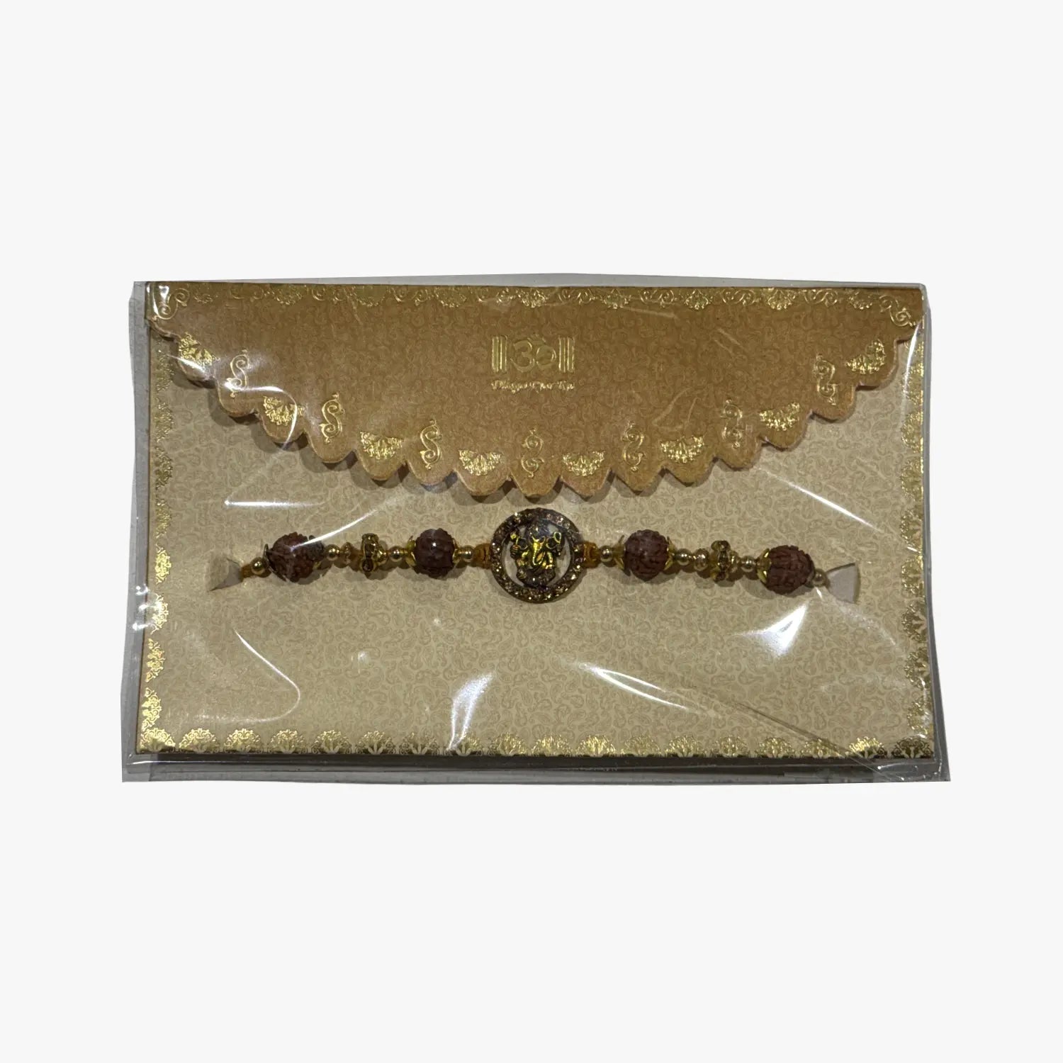 Spiritual Ganesh Rudraksha Gold Rakhi