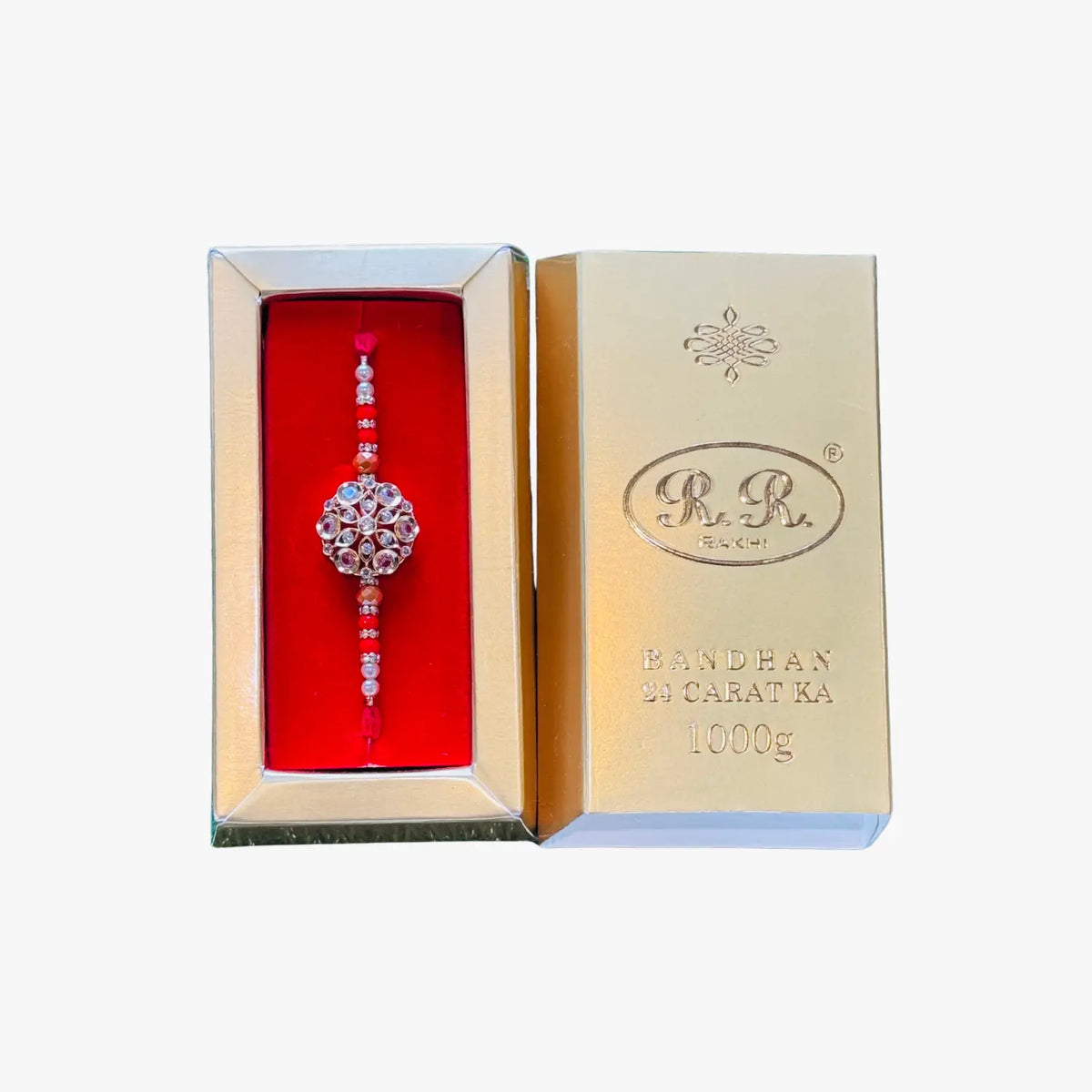 Premium White Stone Rakhi